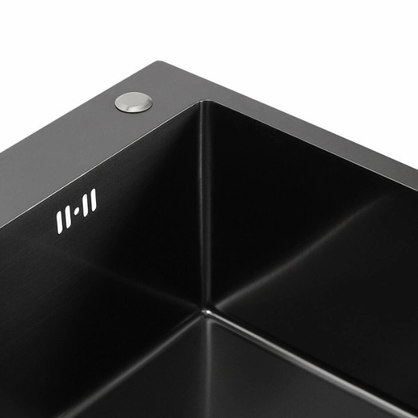 Фото - Мийка кухонна VALESO Handmade PVD чорна BLACK GLASS 60x45